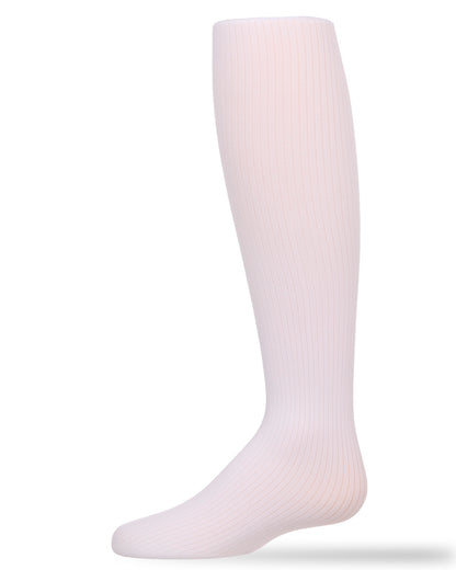 Girls' Opaque Fine Ribbed Nylon Tights : Color: White
