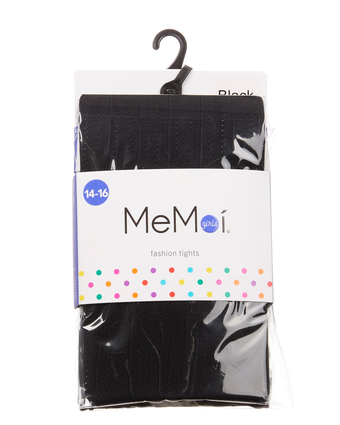 Girls' Railroad Pointelle Nylon Tights : Color: Black