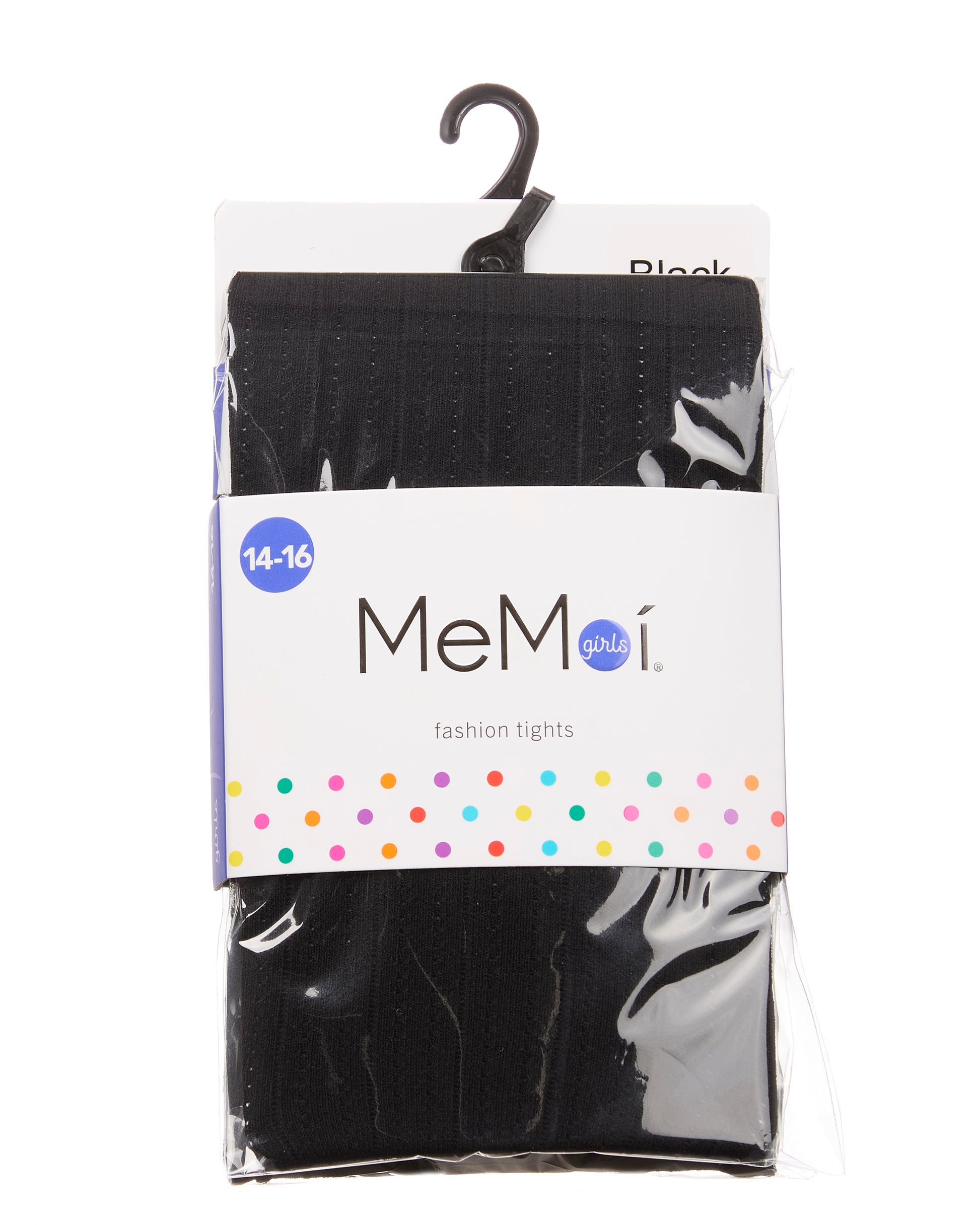 Girls' Railroad Pointelle Nylon Tights : Color: Black