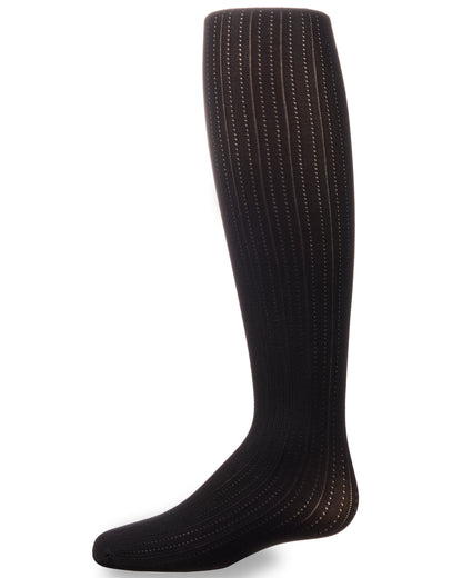 Girls' Railroad Pointelle Nylon Tights : Color: Black