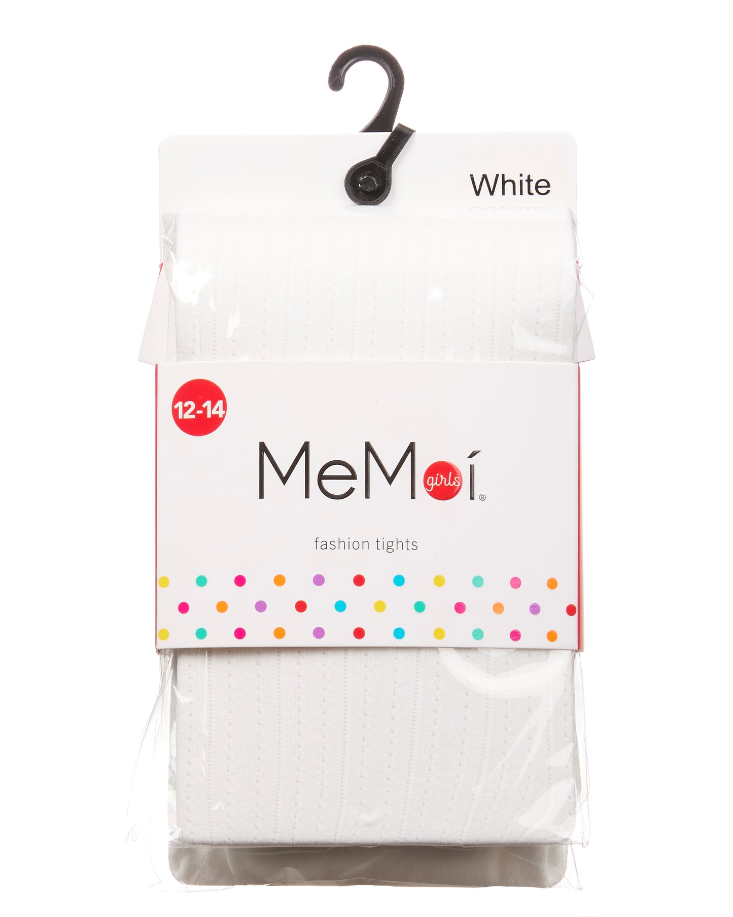 Girls' Railroad Pointelle Nylon Tights : Color: White