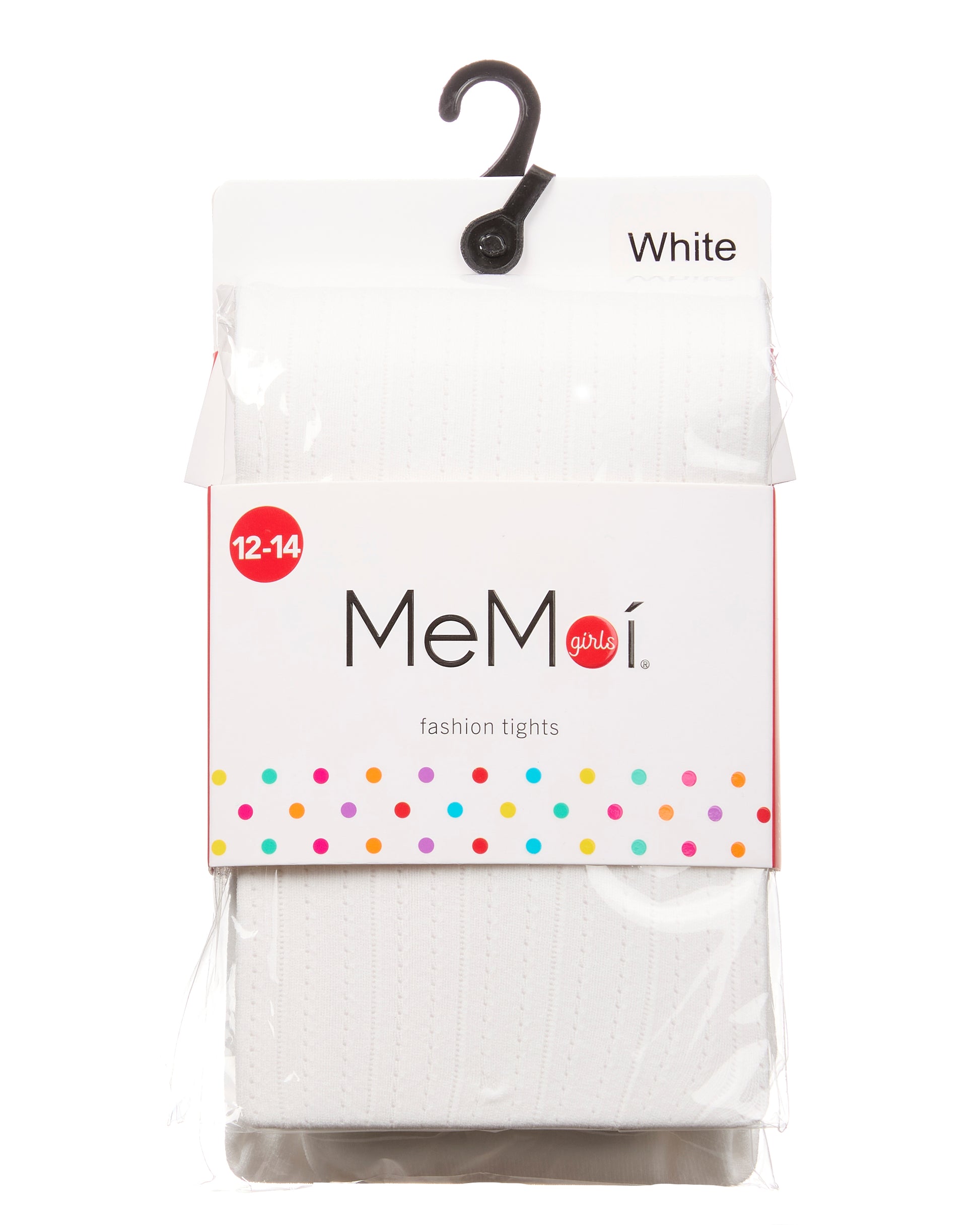 Girls' Railroad Pointelle Nylon Tights : Color: White