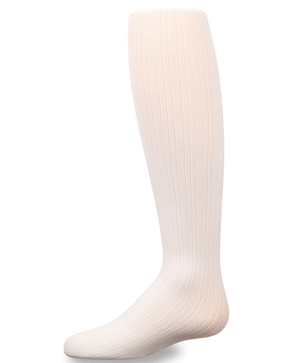 Girls' Railroad Pointelle Nylon Tights : Color: White