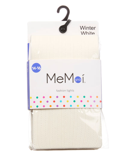 Girls' Railroad Pointelle Nylon Tights : Color: Winter White