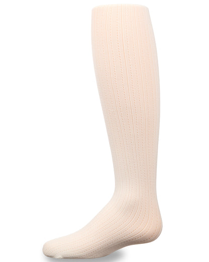 Girls' Railroad Pointelle Nylon Tights : Color: Winter White