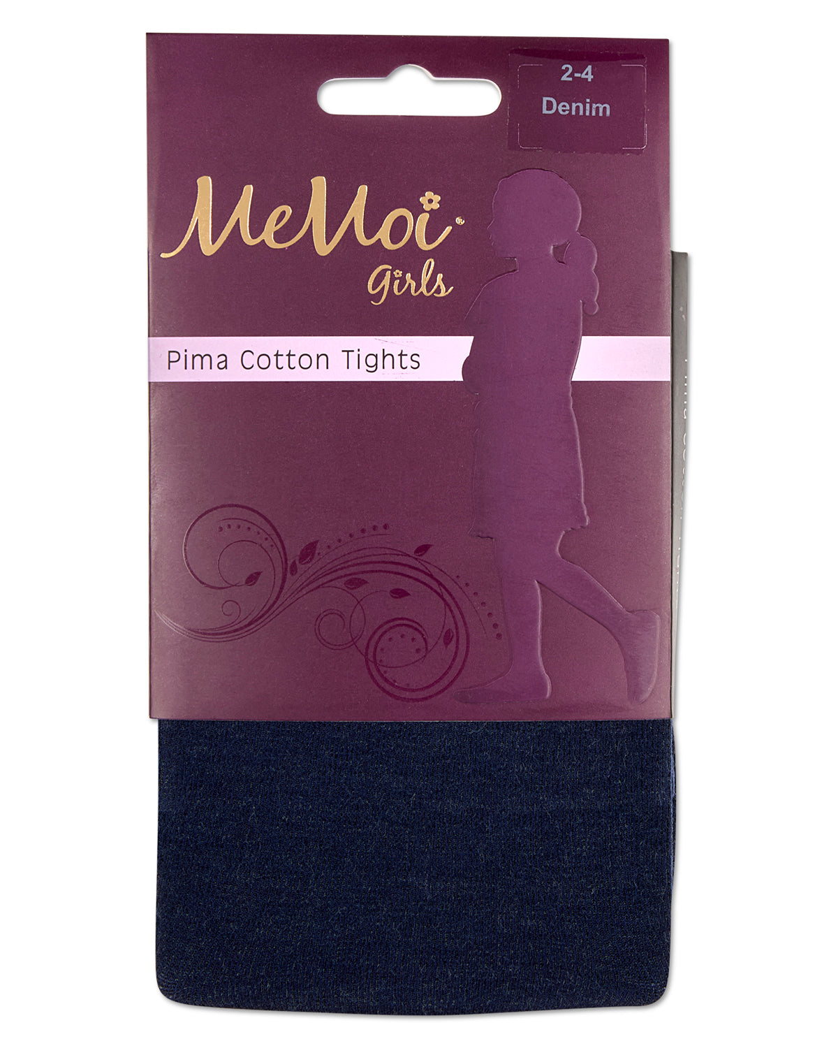 Girls' Soft Pima Cotton Opaque Tights : Color: Denim