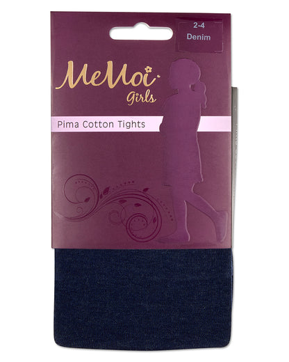 Girls' Soft Pima Cotton Opaque Tights : Color: Denim