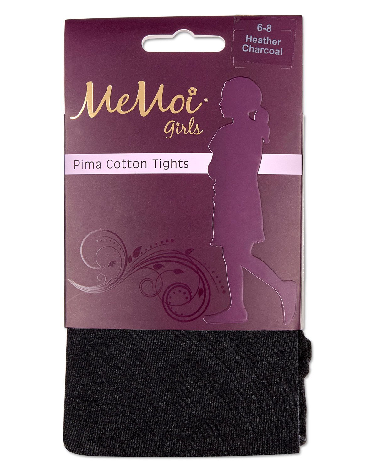 Girls' Soft Pima Cotton Opaque Tights : Color: Heather Charcoal