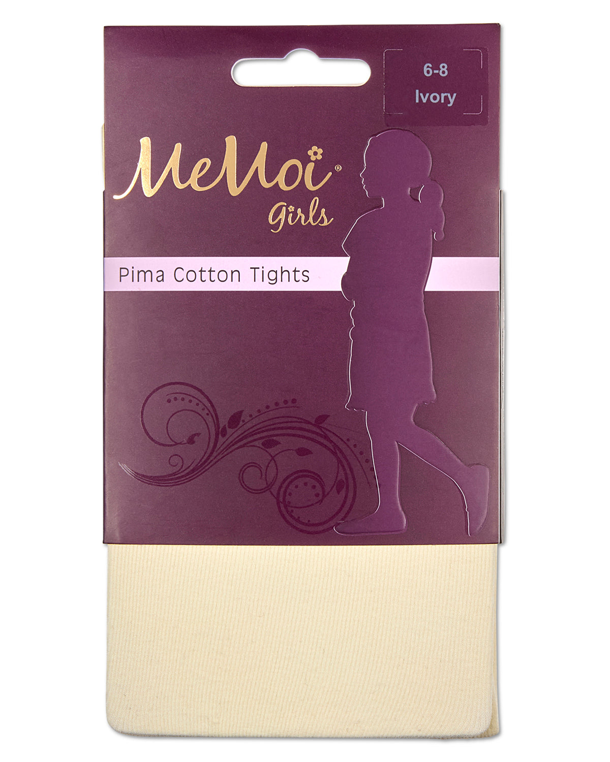 Girls' Soft Pima Cotton Opaque Tights : Color: Ivory