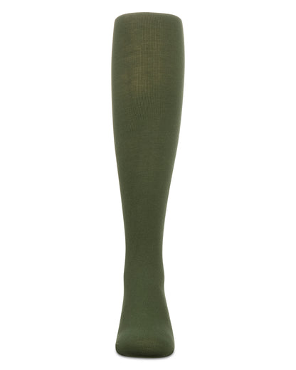 Girls' Soft Pima Cotton Opaque Tights : Color: Kombu Green