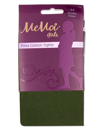 Girls' Soft Pima Cotton Opaque Tights : Color: Kombu Green