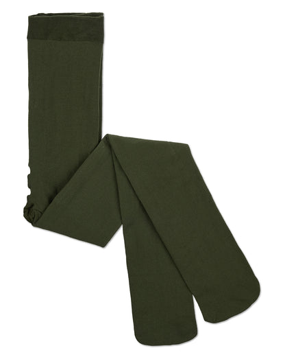 Girls' Soft Pima Cotton Opaque Tights : Color: Kombu Green