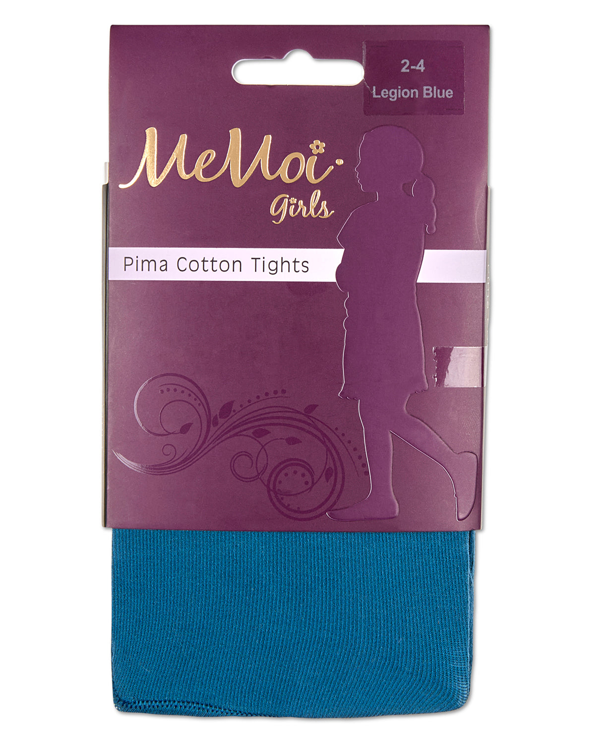 Girls' Soft Pima Cotton Opaque Tights : Color: Legion Blue