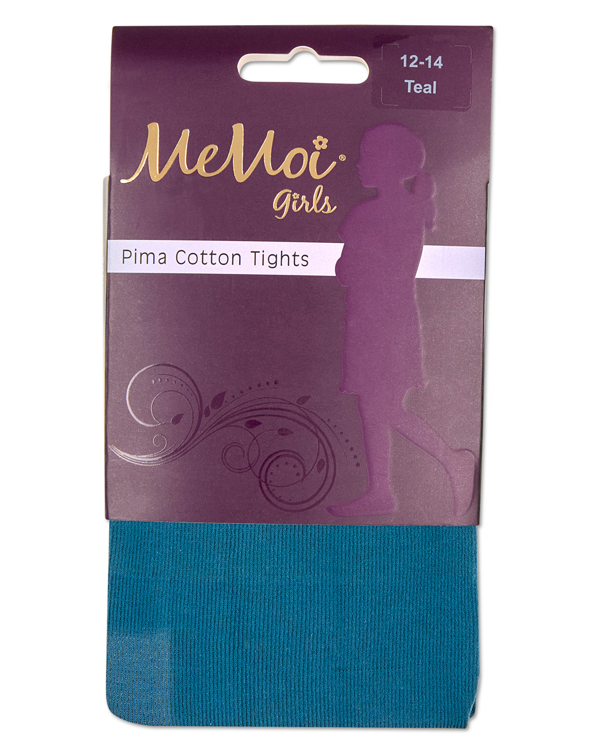 Girls' Soft Pima Cotton Opaque Tights : Color: Teal