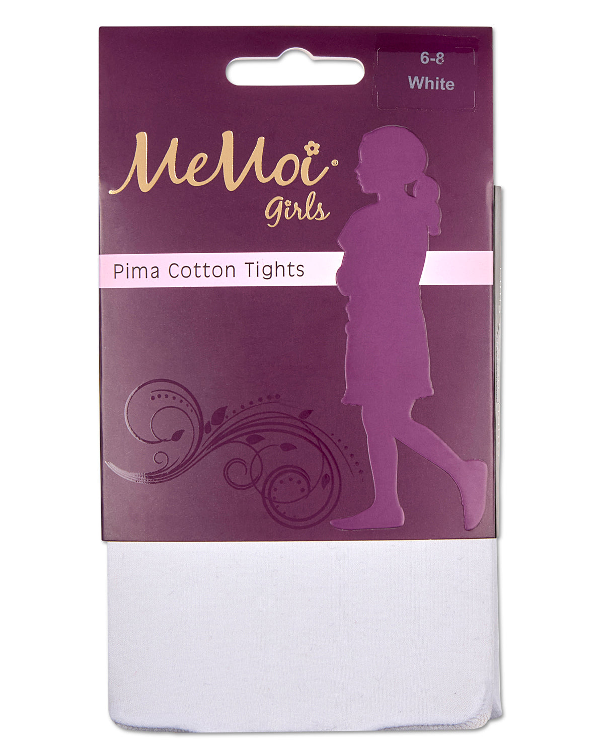 Girls' Soft Pima Cotton Opaque Tights : Color: White