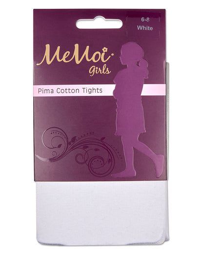 Girls' Soft Pima Cotton Opaque Tights : Color: White