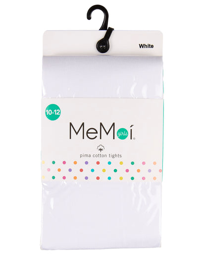 Girls' Soft Pima Cotton Opaque Tights : Color: White
