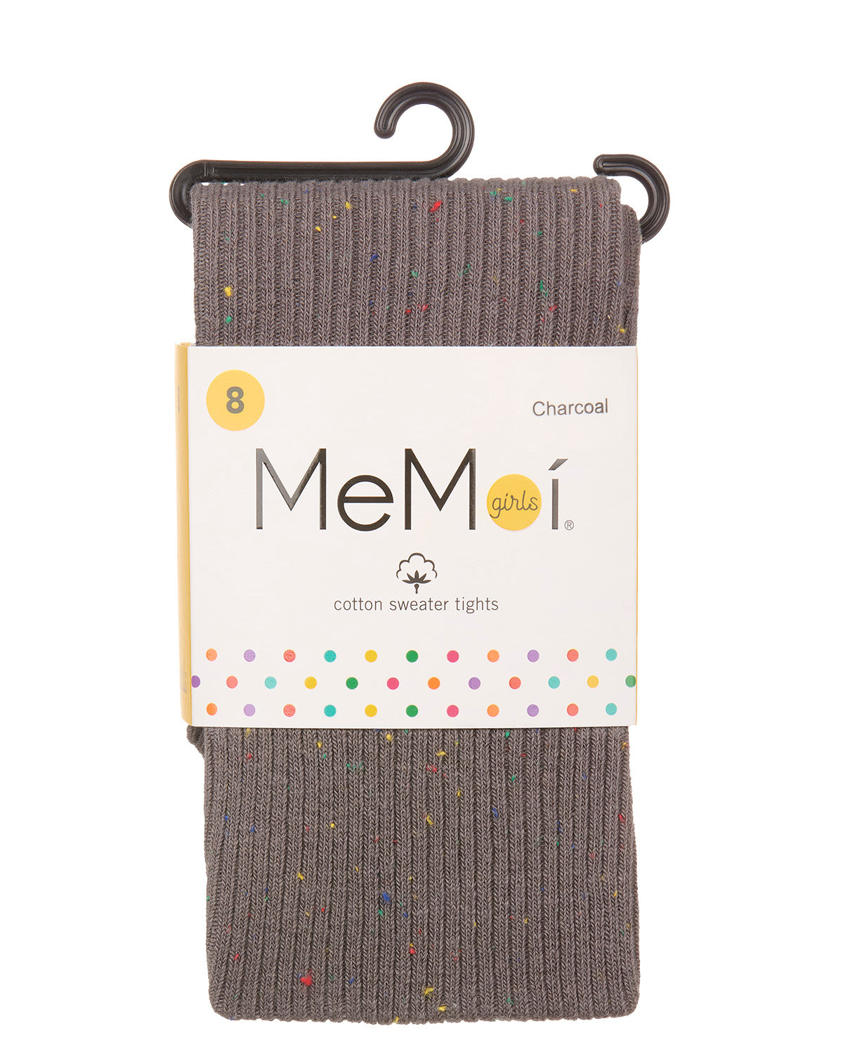 Thin Ribbed Speckled Cotton Tights : Color: Charcoal