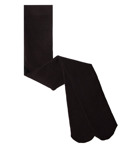 Girls Ribbed Supreme Cotton Blend Non-Pilling Tights : Color: Black