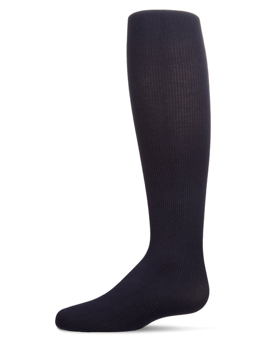 Girls Ribbed Supreme Cotton Blend Non-Pilling Tights : Color: Navy