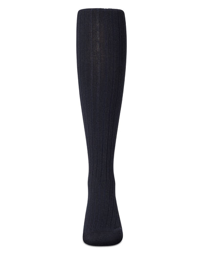Black knee-high sock on a white background