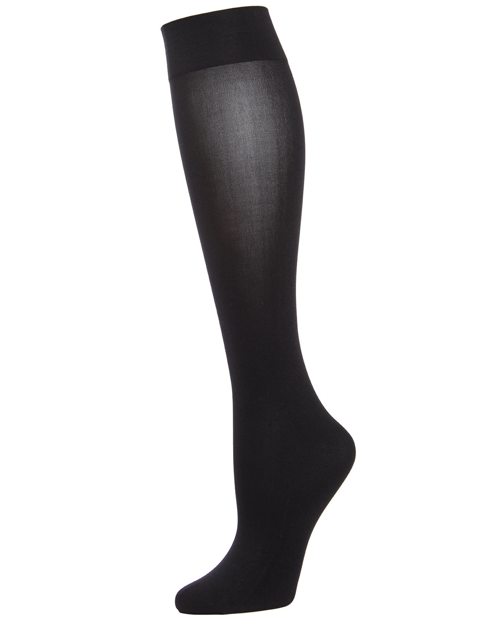 Women's Semi-Opaque Solid Black Knee High Trouser Sock