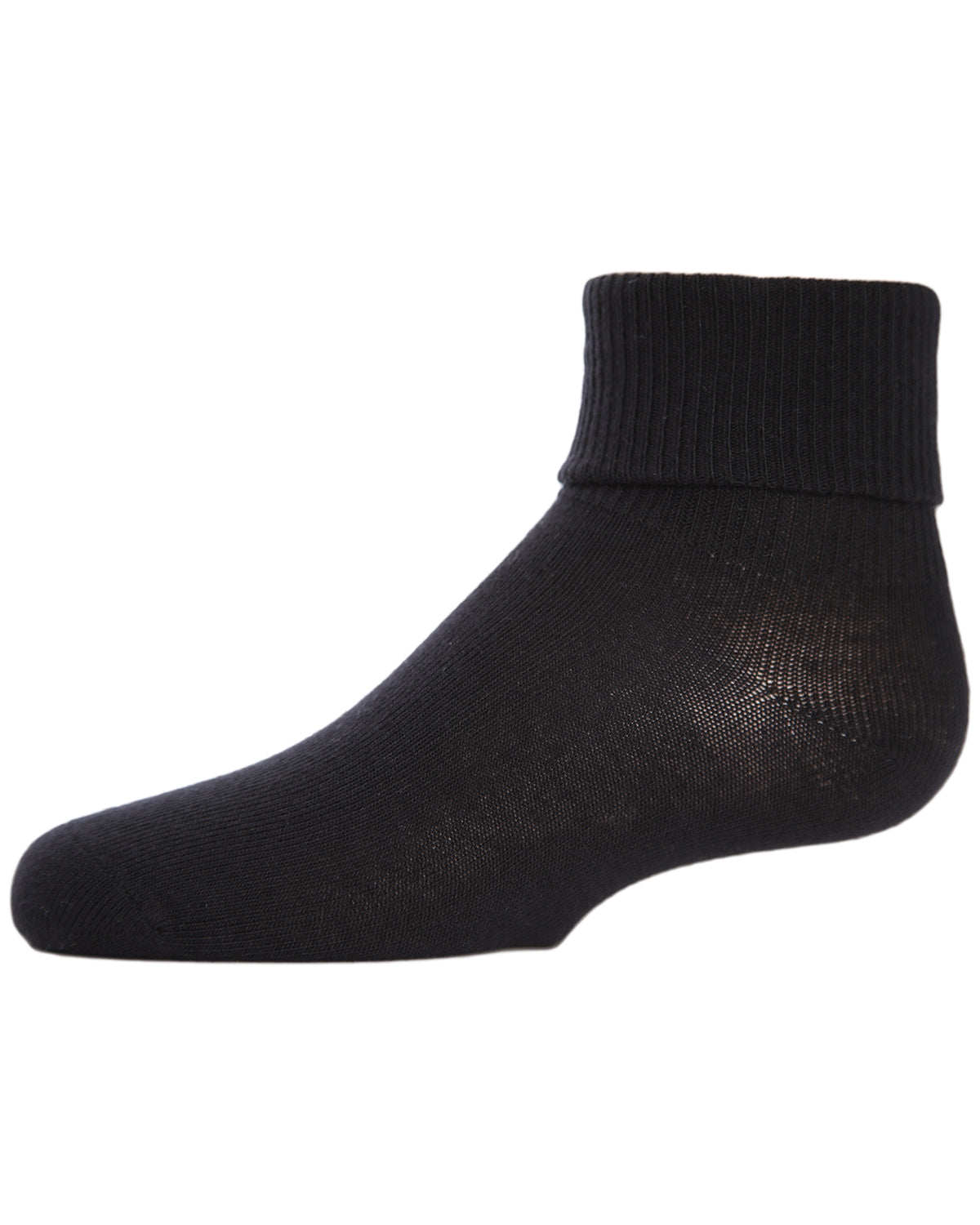 Kids' Triple Roll Cotton Blend Ankle Socks : Color: Black