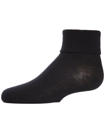 Kids' Triple Roll Cotton Blend Ankle Socks : Color: Black
