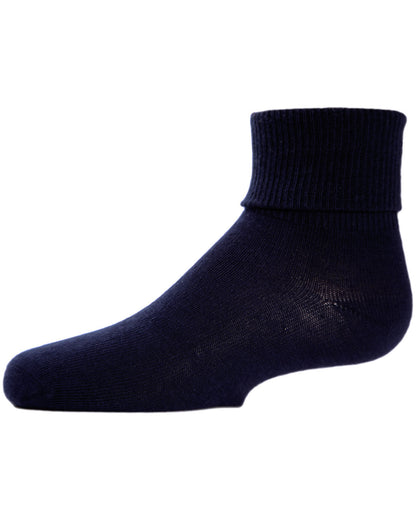Kids' Triple Roll Cotton Blend Ankle Socks : Color: Navy