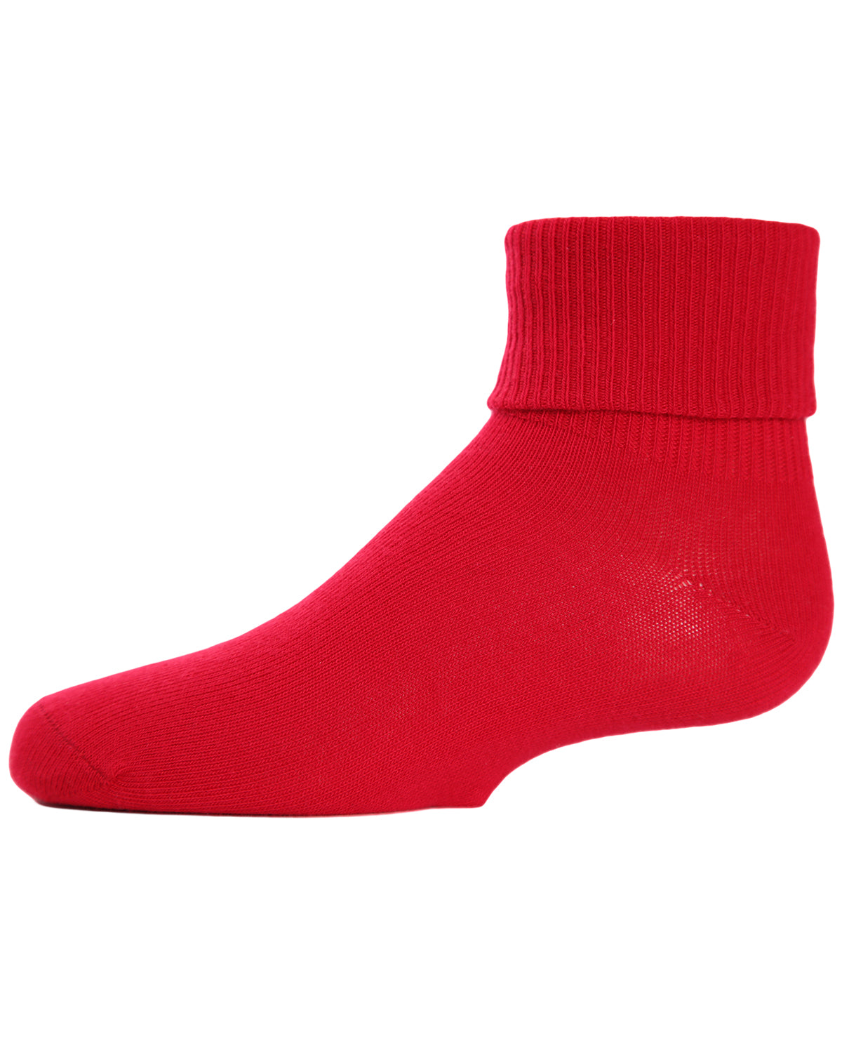 Kids' Triple Roll Cotton Blend Ankle Socks : Color: Red