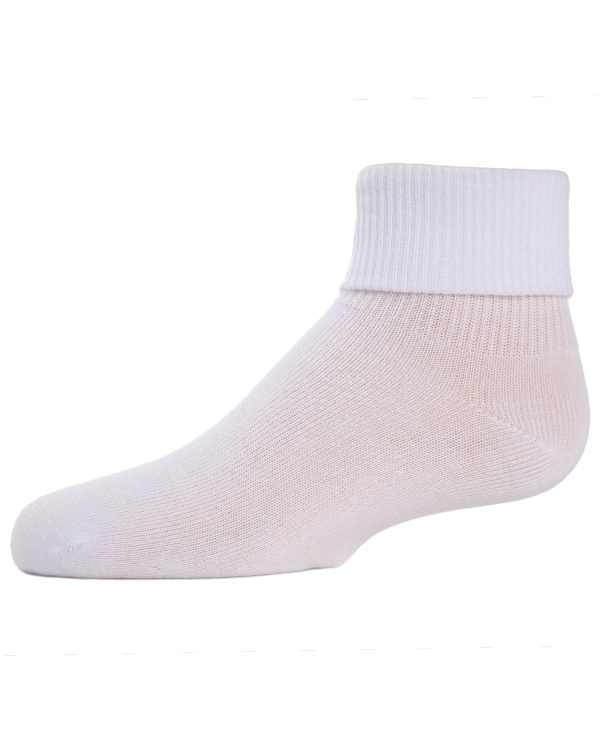 Kids' Triple Roll Cotton Blend Ankle Socks : Color: White