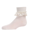 Girls' Layered Lace Cotton Blend Anklet Socks : Color: Ivory