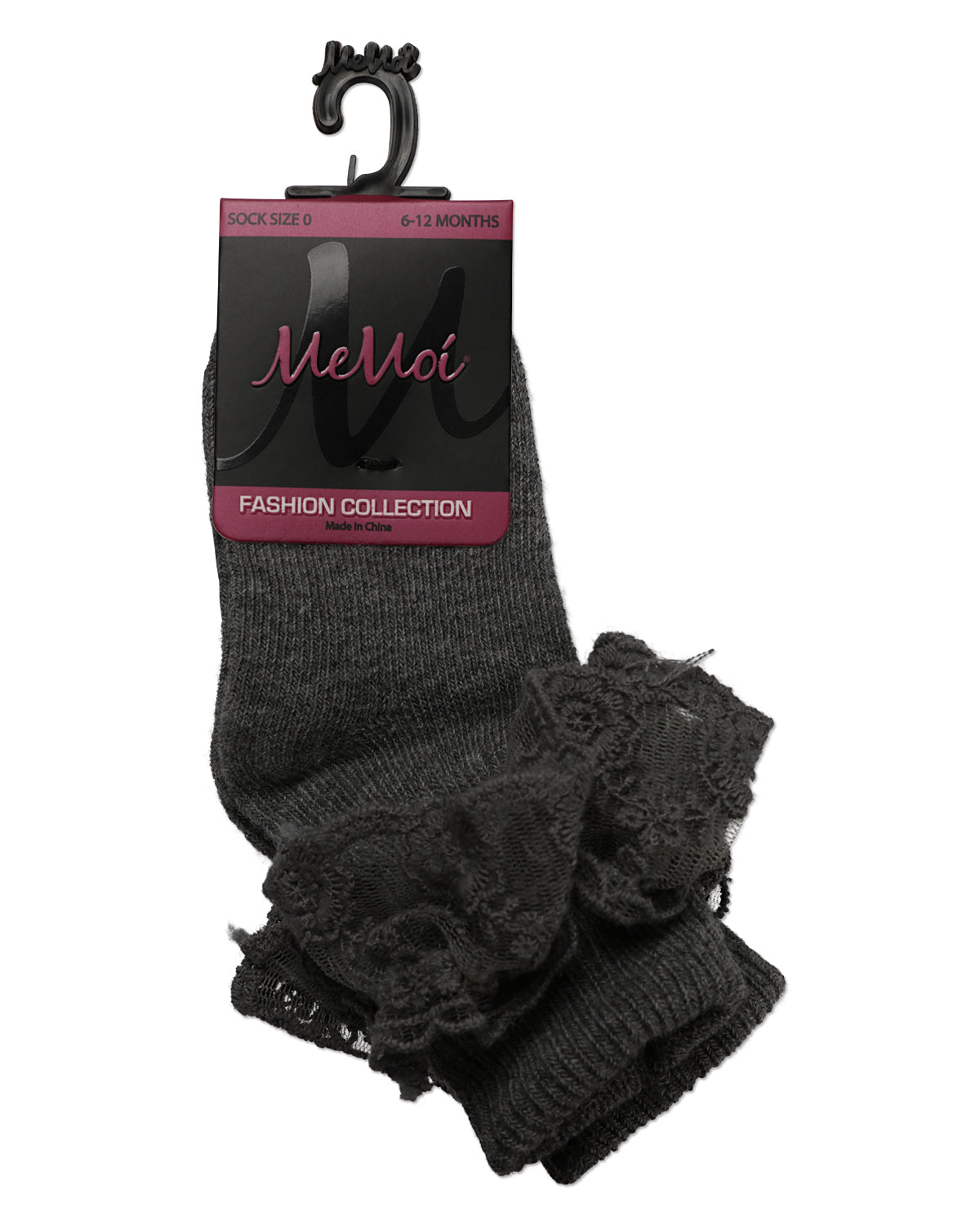 Girls' Layered Lace Cotton Blend Anklet Socks : Color: White