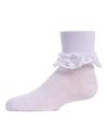 Girls' Layered Lace Cotton Blend Anklet Socks : Color: White