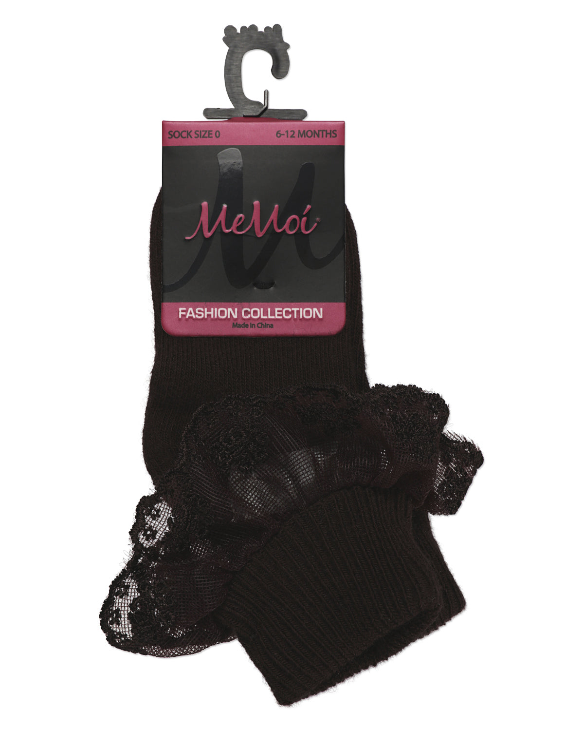 Classic Lace Girls Ruffle Anklet Socks : Color: Brown