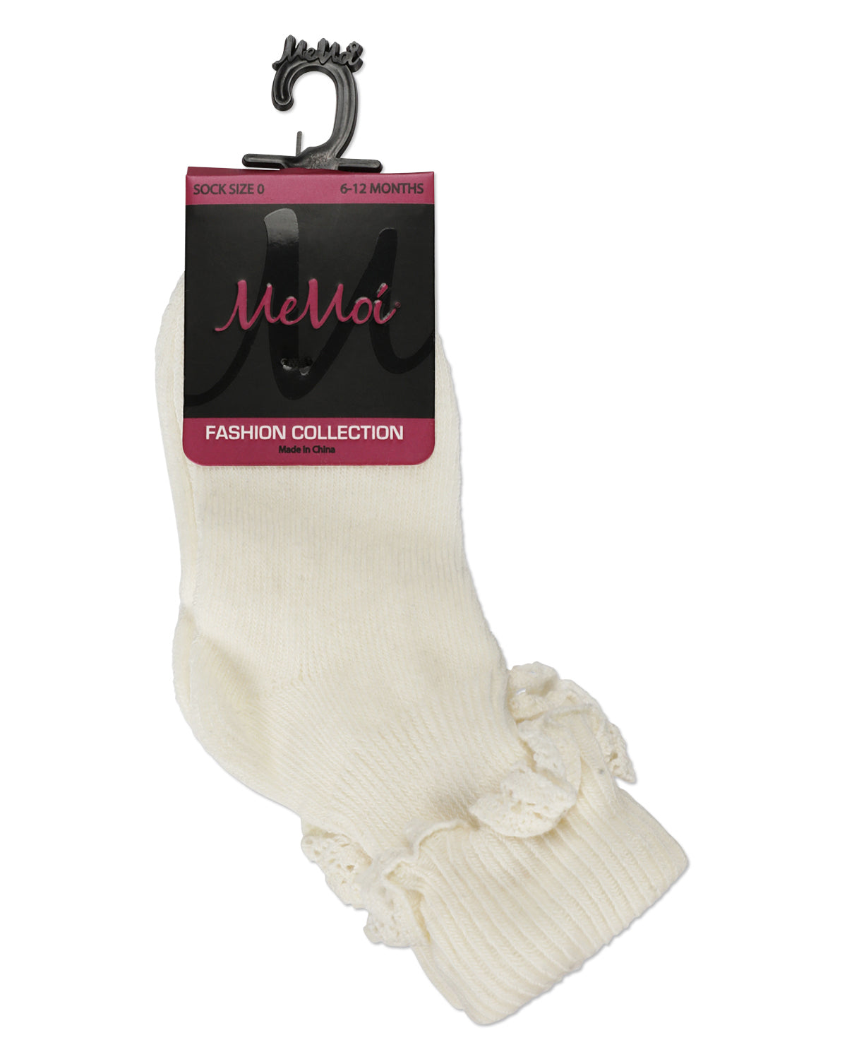 Girls' Ruffle Eyelet Cotton Blend Anklet Socks : Color: Ivory