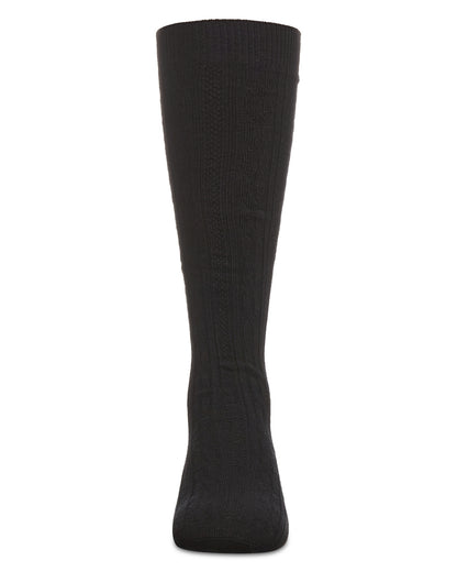 Cable Knit Girls Cotton Blend Knee High Socks : Color: Black