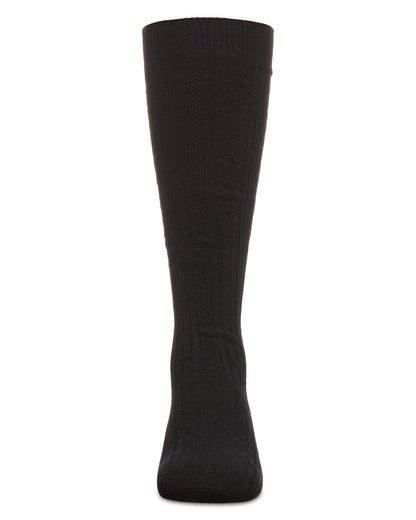 Cable Knit Girls Cotton Blend Knee High Socks : Color: Black