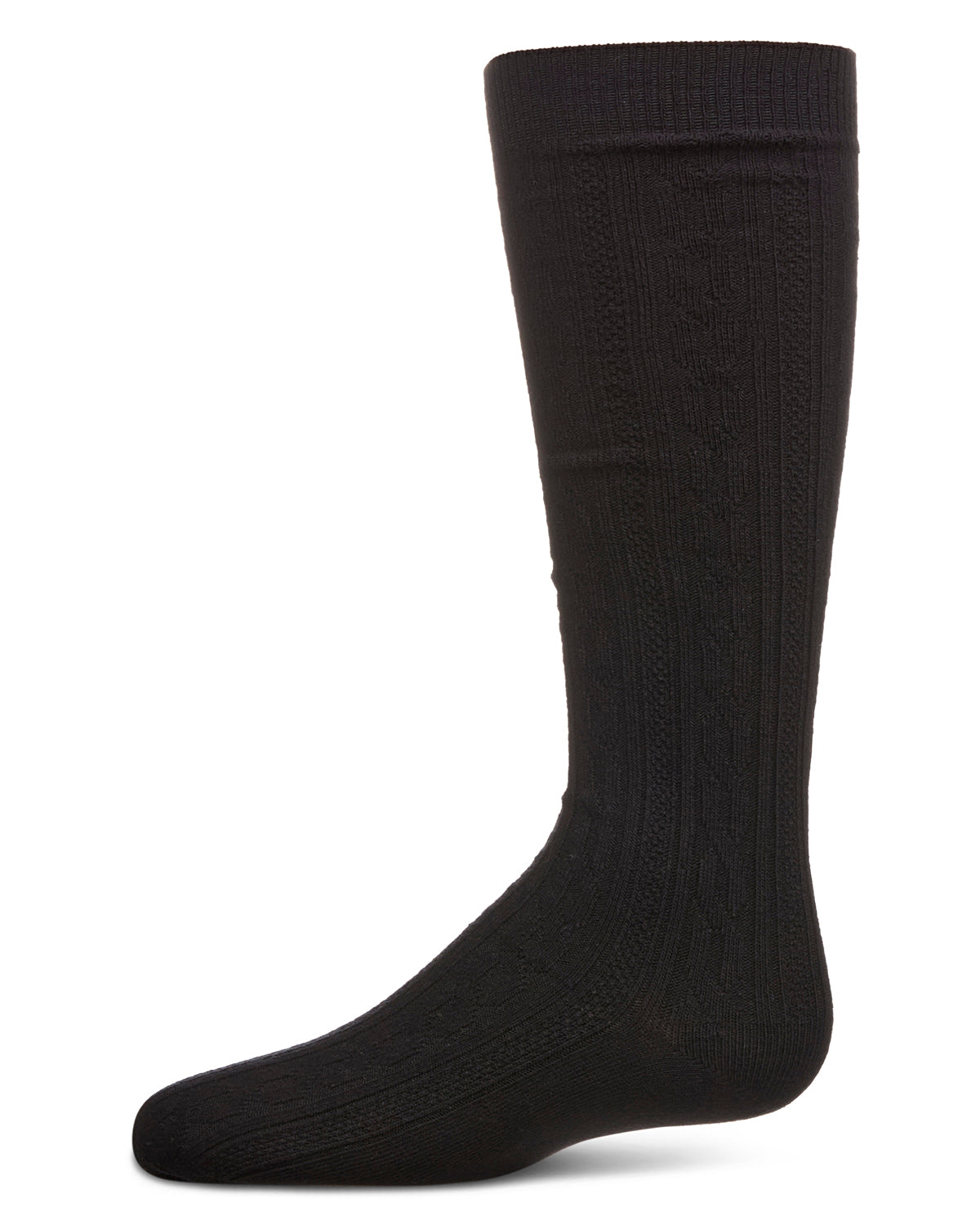 Cable Knit Girls Cotton Blend Knee High Socks : Color: Black