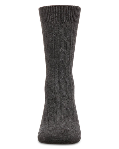 Cable Knit Girls Cotton Blend Knee High Socks : Color: Charcoal