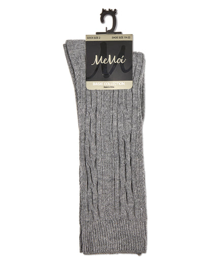Cable Knit Girls Cotton Blend Knee High Socks : Color: Light Gray