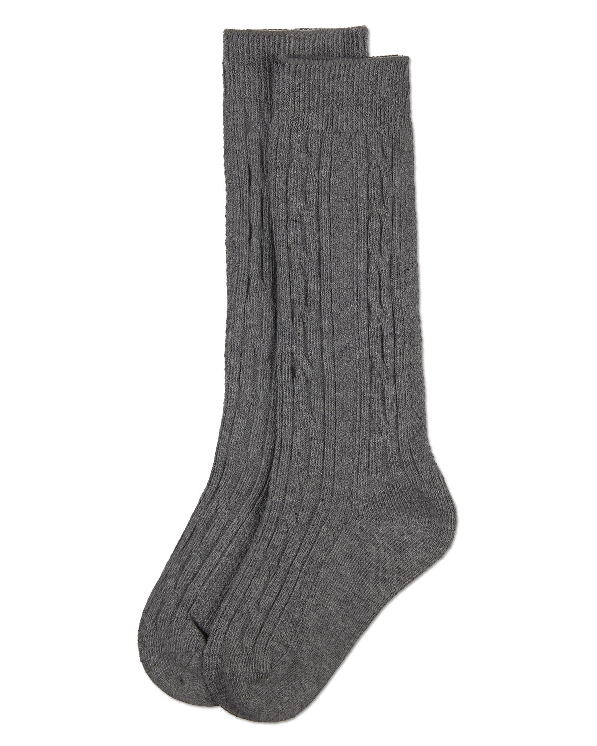 Cable Knit Girls Cotton Blend Knee High Socks : Color: Light Gray