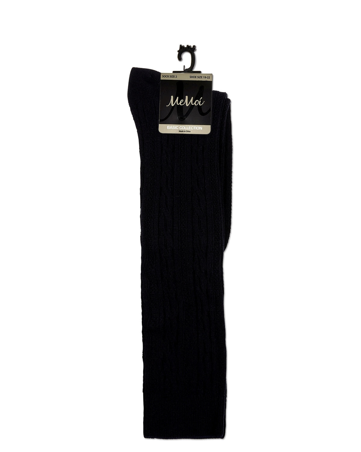 Cable Knit Girls Cotton Blend Knee High Socks : Color: Navy