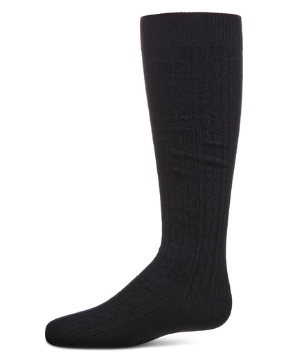 Cable Knit Girls Cotton Blend Knee High Socks : Color: Navy