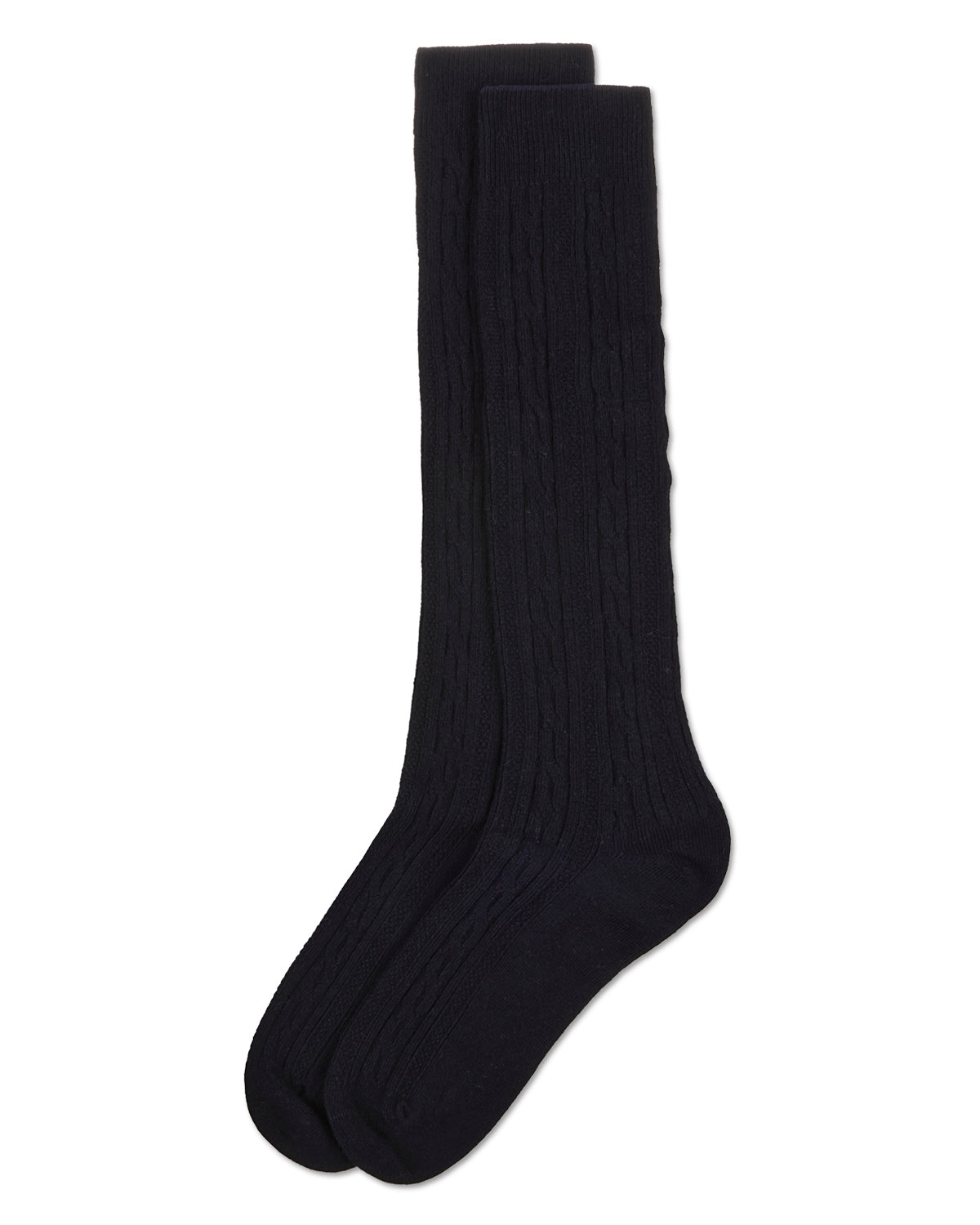 Cable Knit Girls Cotton Blend Knee High Socks : Color: Navy