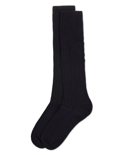 Cable Knit Girls Cotton Blend Knee High Socks : Color: Navy