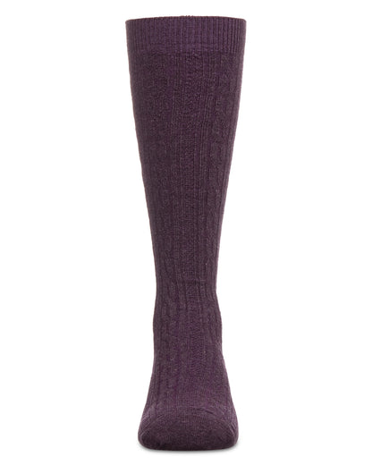 Cable Knit Girls Cotton Blend Knee High Socks : Color: Plum Perfect
