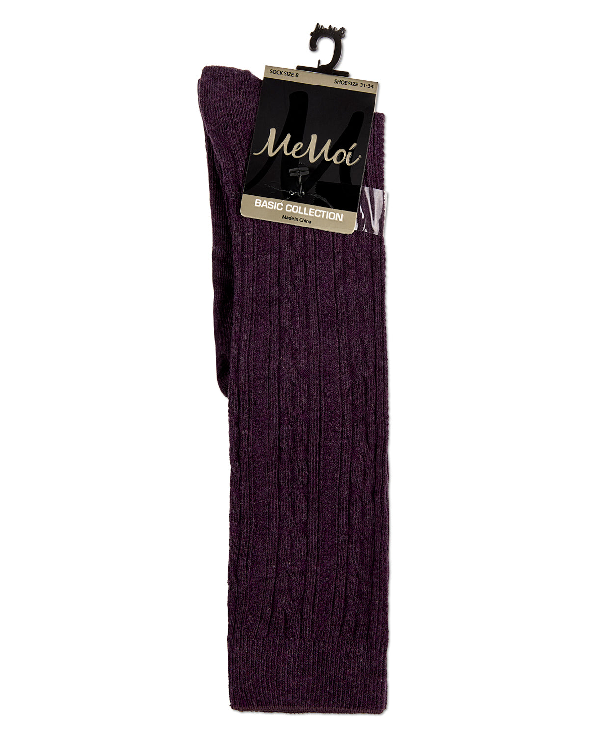 Cable Knit Girls Cotton Blend Knee High Socks : Color: Plum Perfect