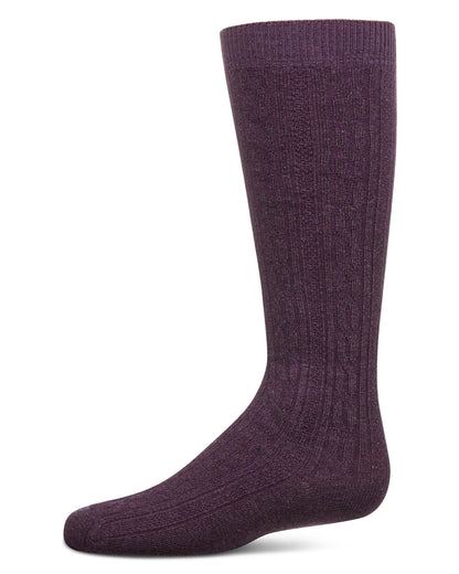 Cable Knit Girls Cotton Blend Knee High Socks : Color: Plum Perfect