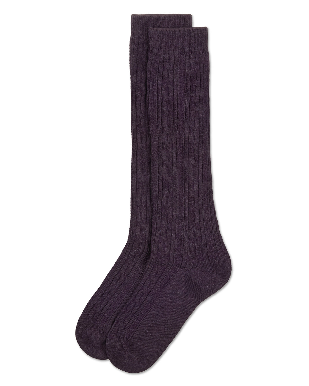 Cable Knit Girls Cotton Blend Knee High Socks : Color: Plum Perfect